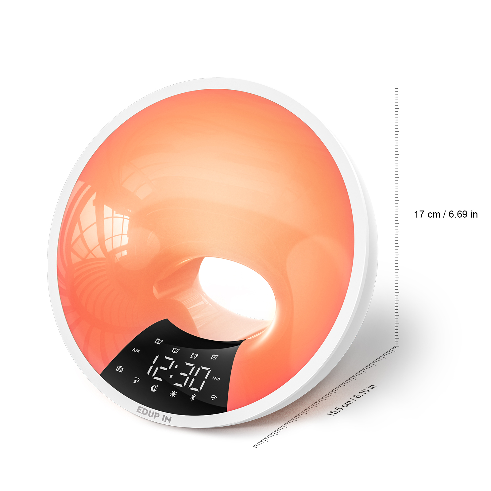 EDUP IN Sunrise Alarm Clock Wake Up Light Smart Sunlight Simulation Voice  Control Bluetooth Speaker